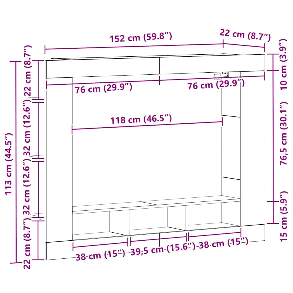 Mobile TV Legno vecchio 152 x 22 x 113 cm Legno multistrato