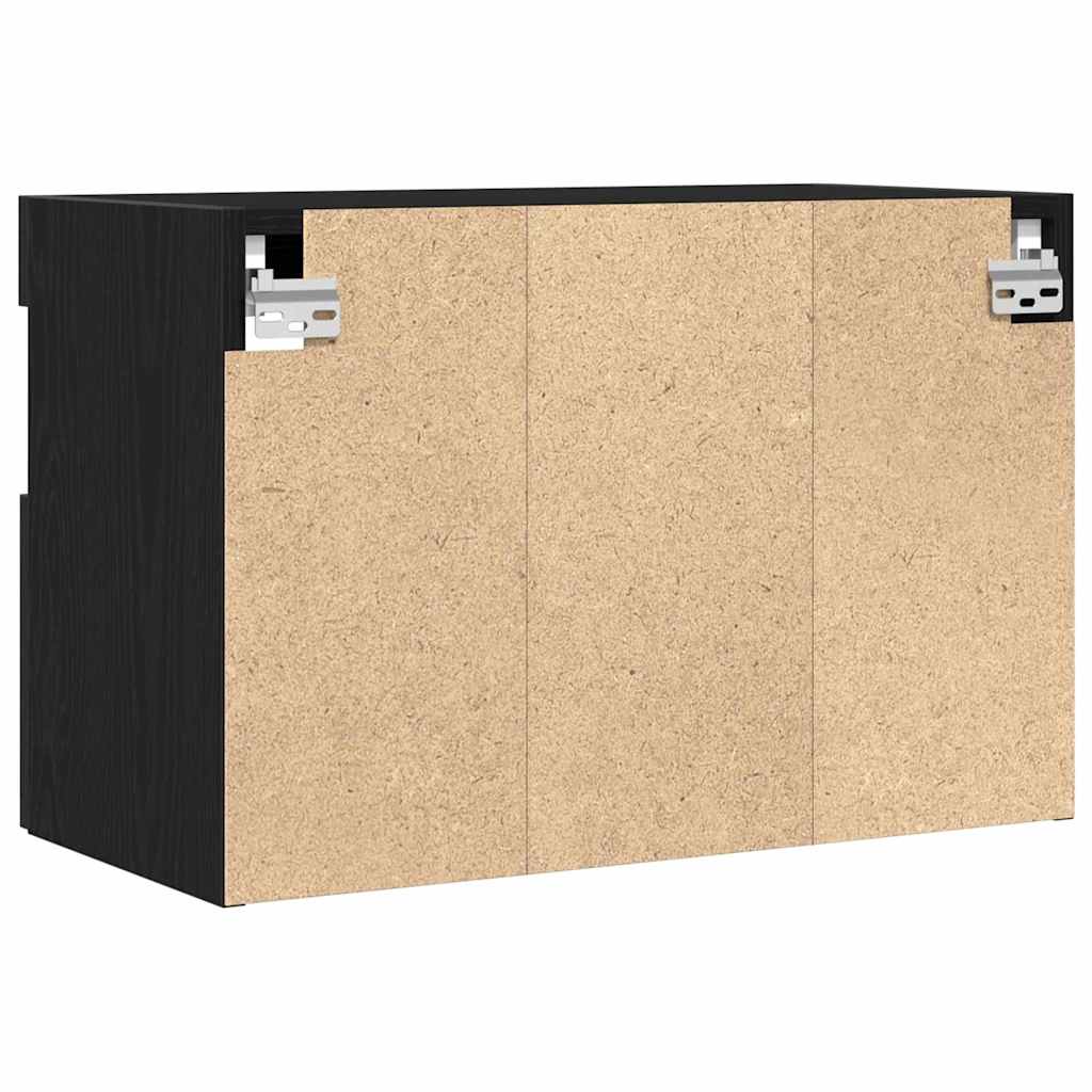Mobile TV da parete con LED 2 pcs Rovere nero 60 x 30 x 40 cm