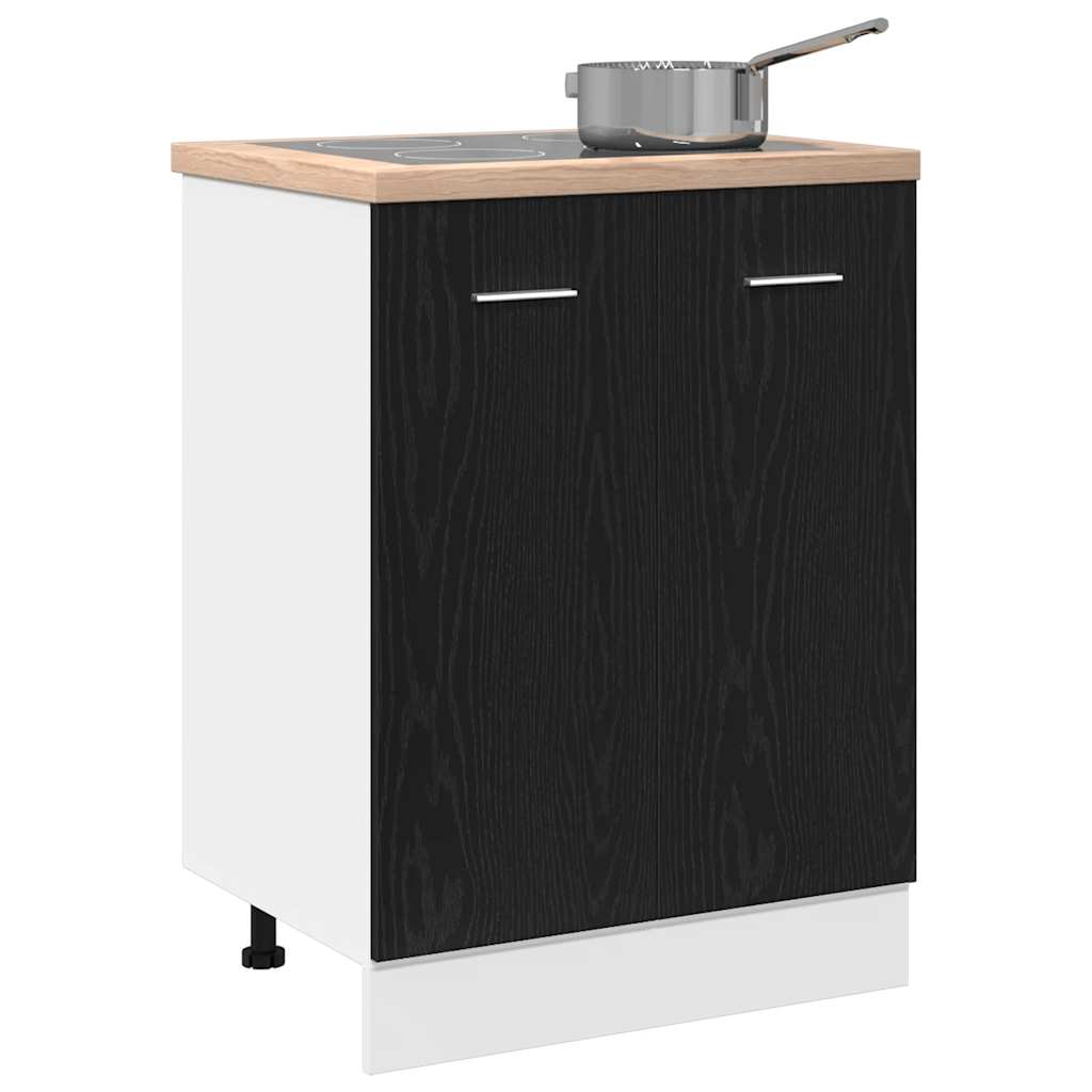 Mobile Base Rovere Nero 60x46x81,5 cm Legno Ingegnerizzato