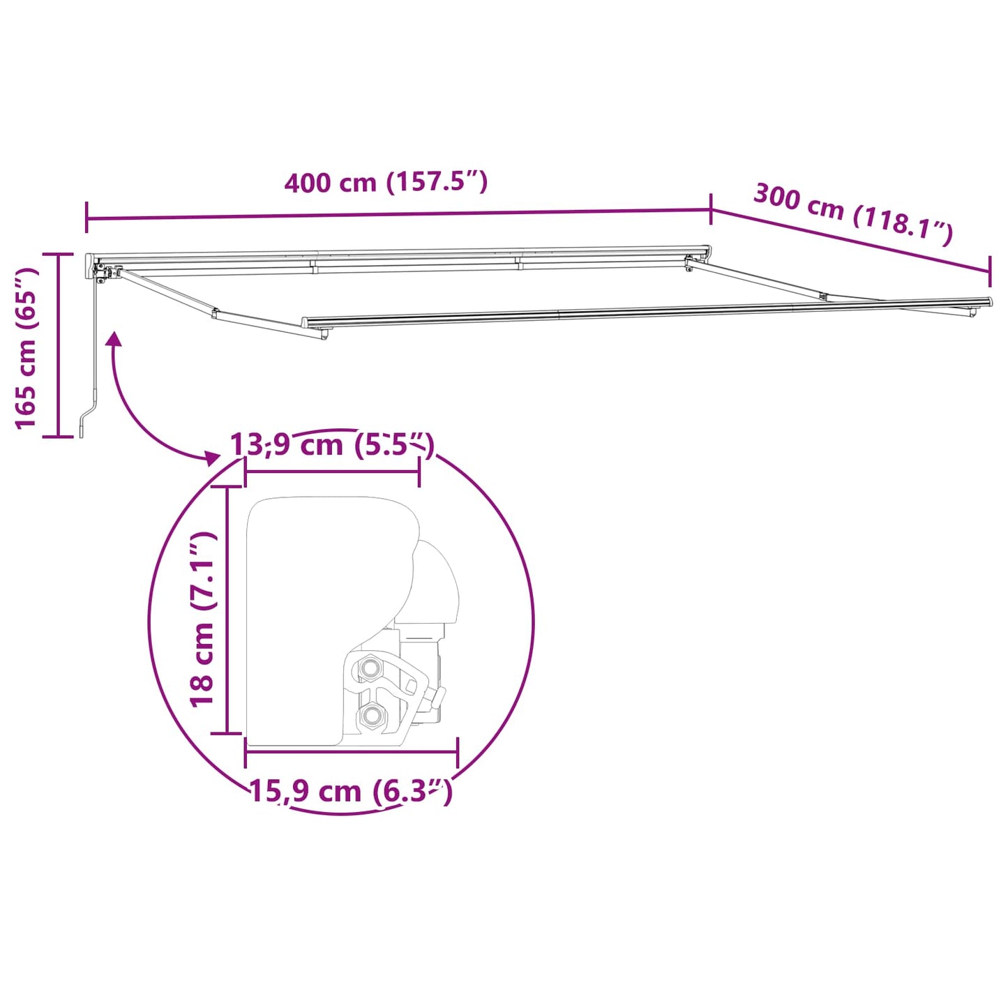 Struttura della tenda Marrone 400 × 300 cm