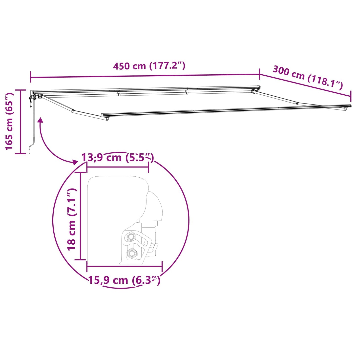 Tenda Retrattile Giallo e Bianco 450 × 300 cm
