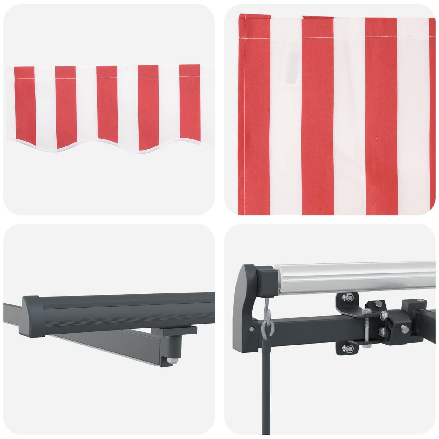 Tenda Retrattile Rosso e bianco 500 ×350 cm Tessuto | homemem39