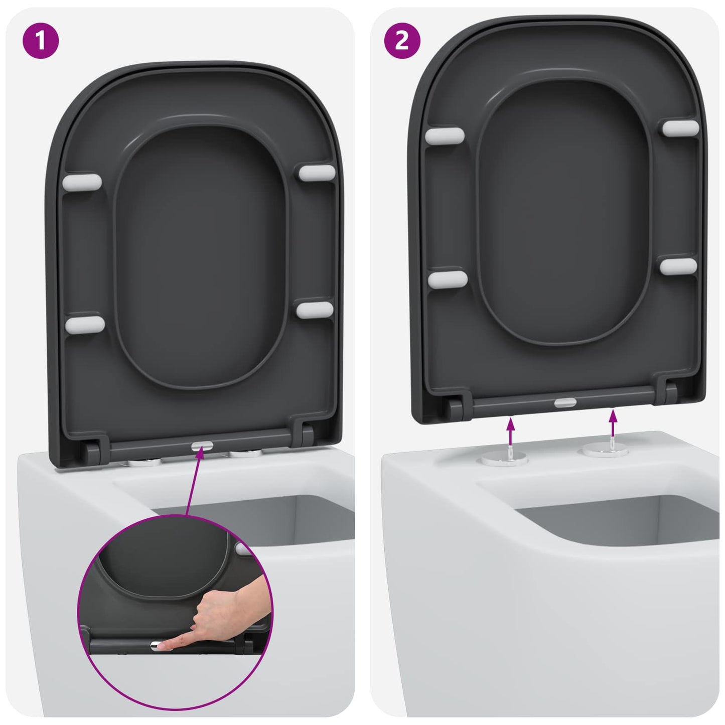 Sedile del WC Antracite 47,5 x 35 x 3,6 cm Duroplast | homemem39