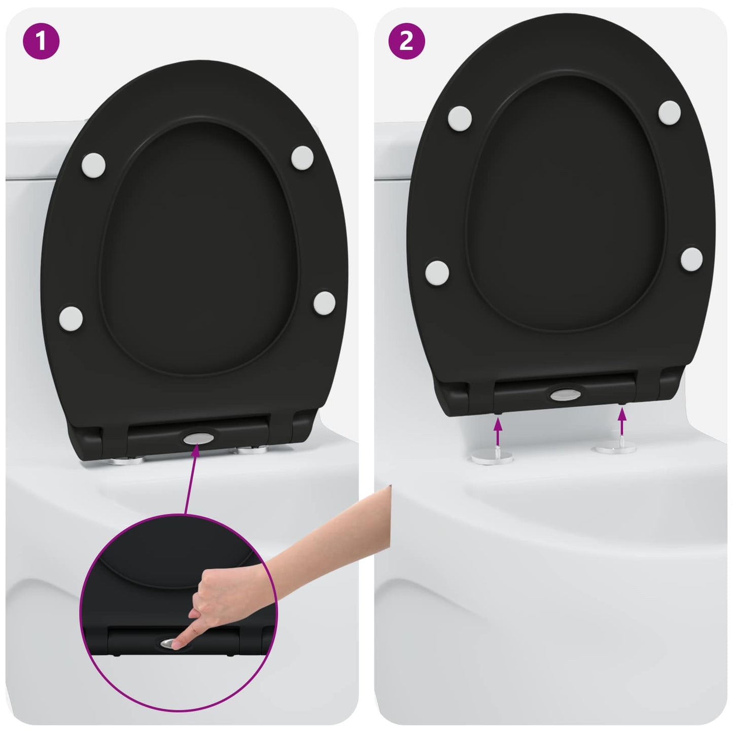Sedile del WC Nero 47 x 37,5 x 3,8 cm Duroplast | homemem39