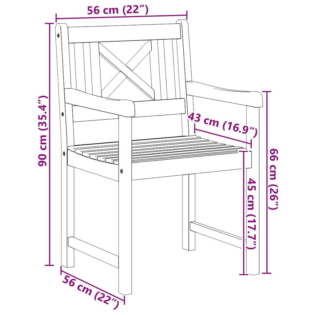 Sedia da Giardino 4 pcs 56 x 56 x 90 cm