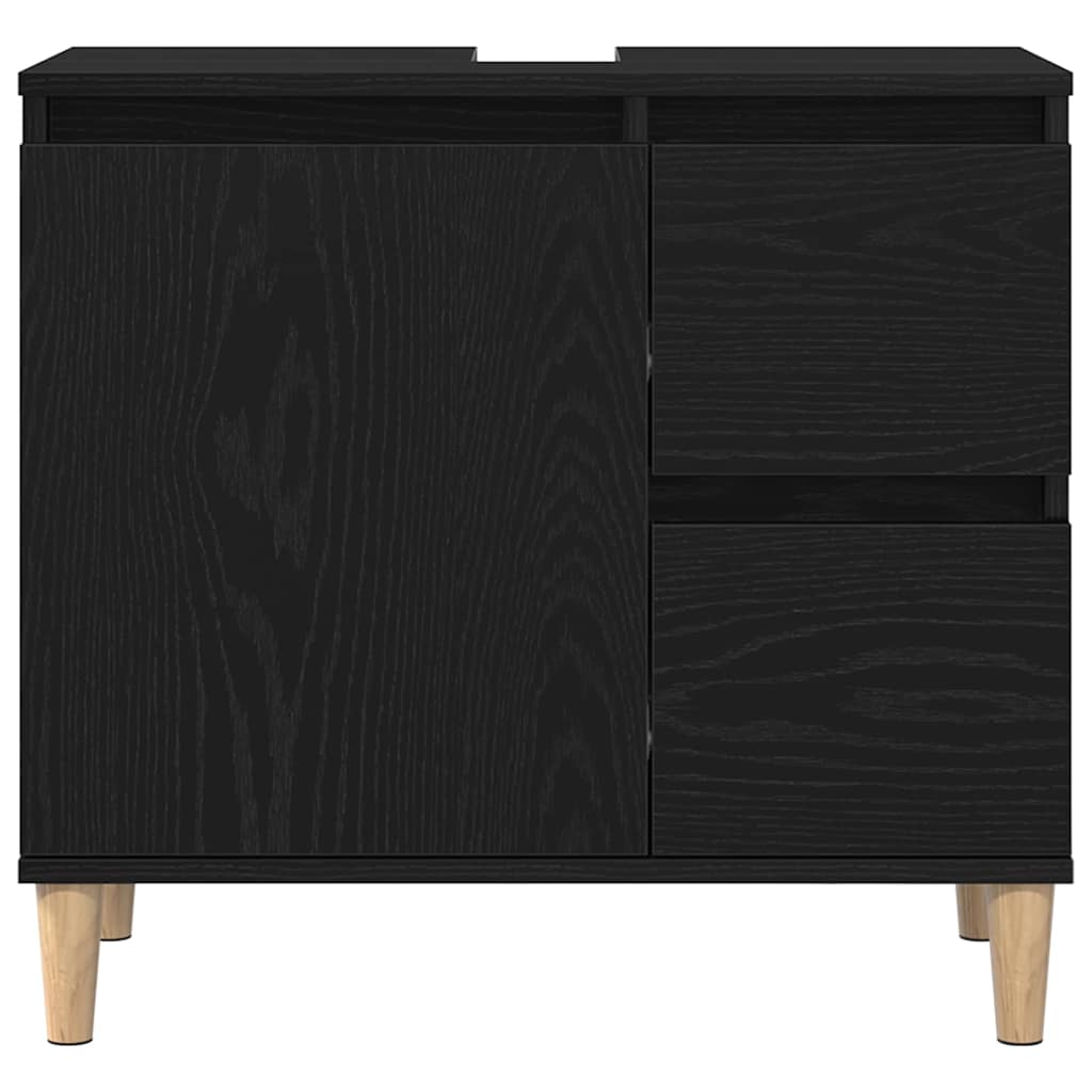 Set di mobili per il bagno Montaggio a parete 3 pcs Rovere Nero | homemem39