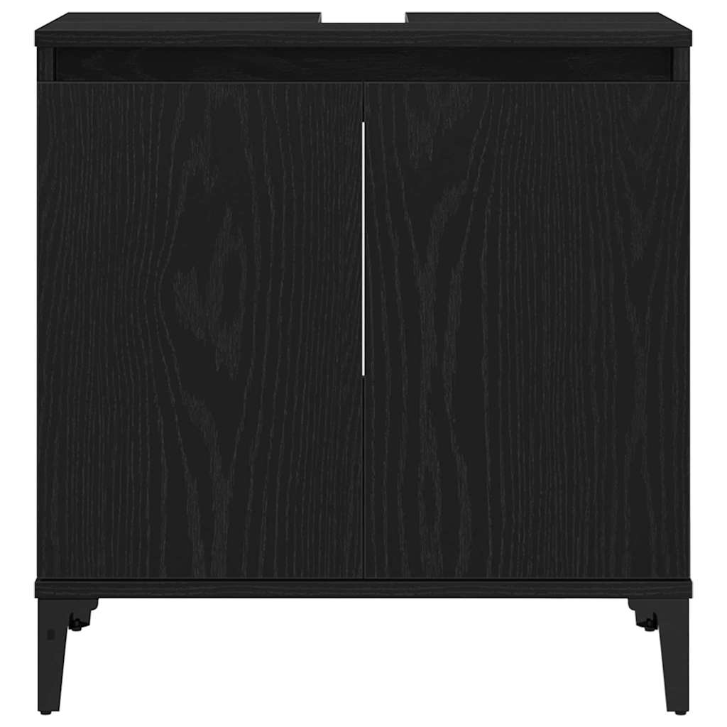 Set di mobili per il bagno Montaggio a parete 3 pcs Rovere Nero | homemem39
