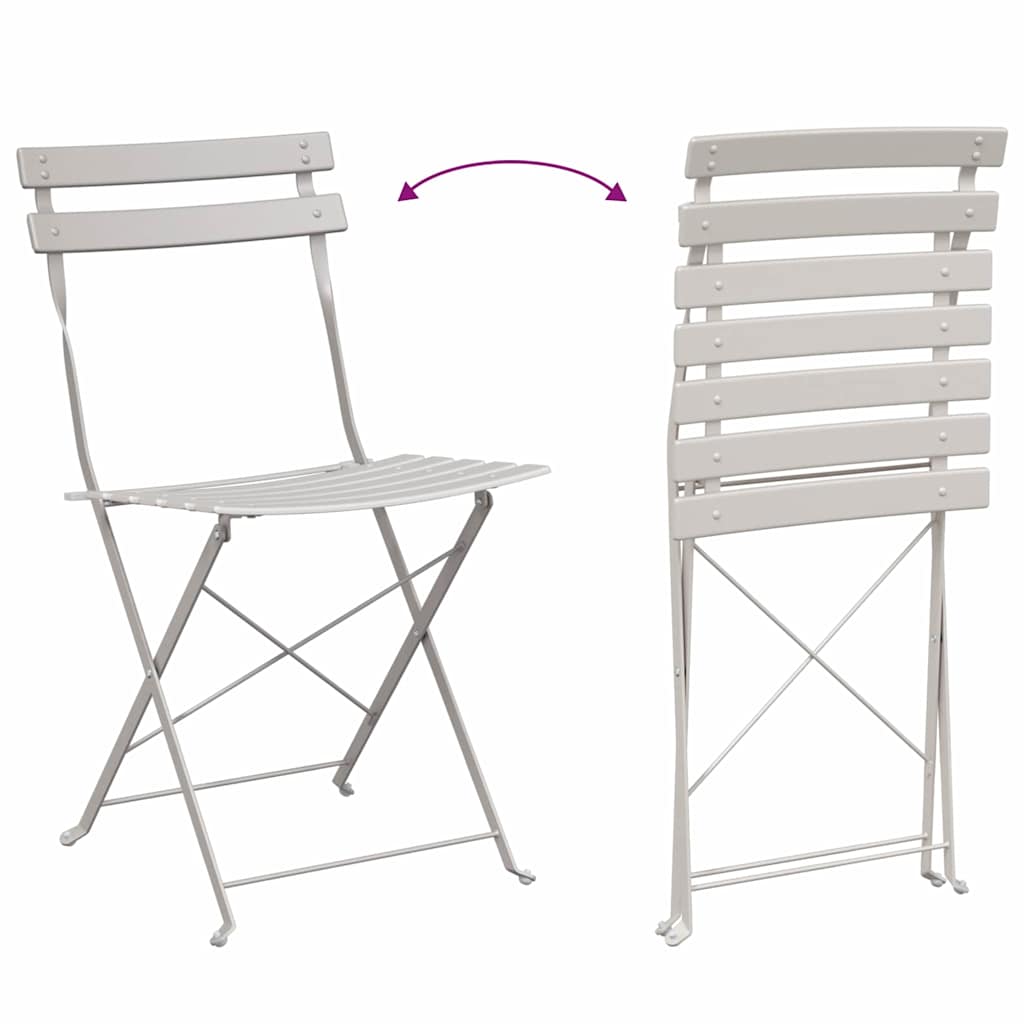 Sedia Pieghevole da Giardino 2 pcs Beige 42 x 46 x 82cm Metallo