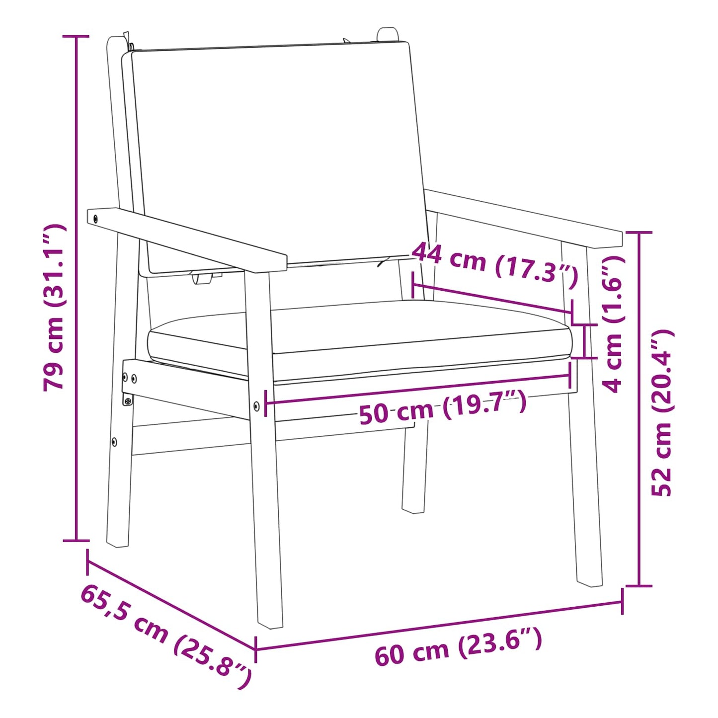 Sedia da Giardino 2 pcs Bianco Crema Legno di Acacia Massello | homemem39