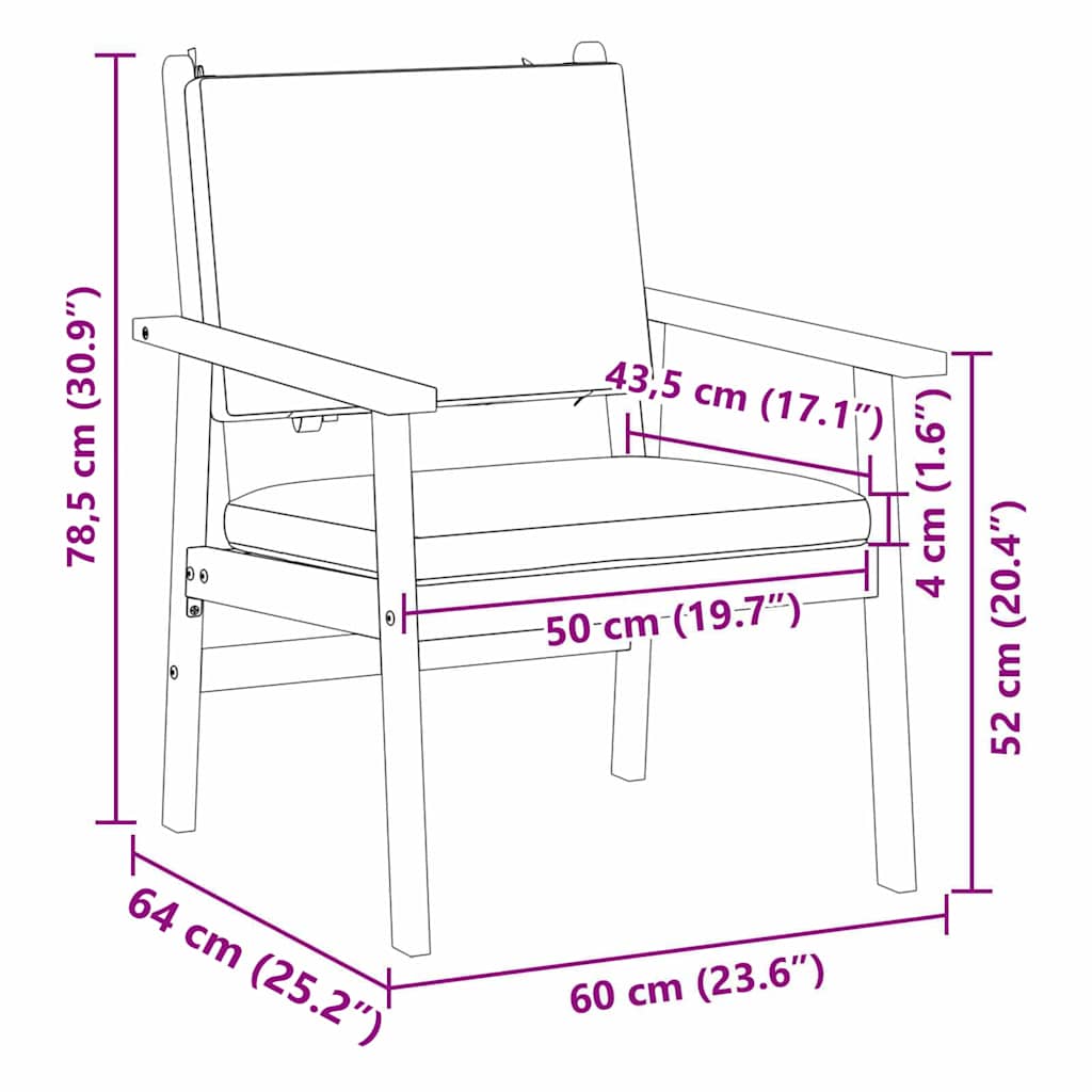 Sedia da Giardino 2 pcs Antracite Legno di Acacia Massello | homemem39