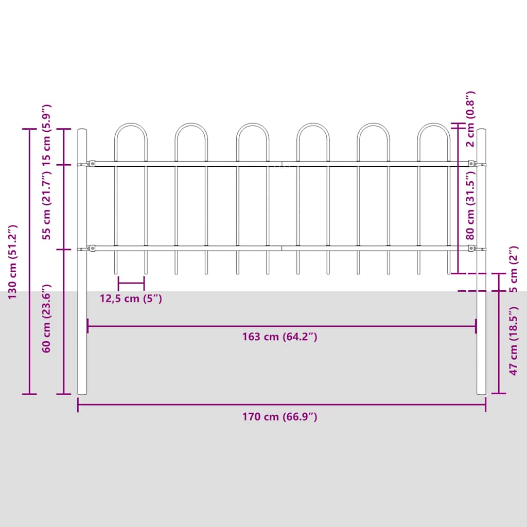 Recinzione per Giardino 2 pcs Grigio 3,4 x 0,8 m | homemem39