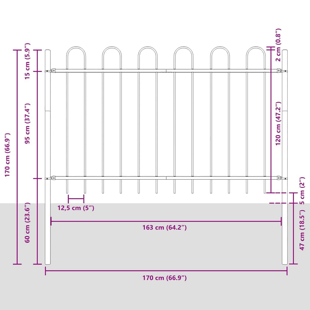 Recinzione per Giardino BOXTEL 4 pcs 6,8 x 1,2 m Grigio