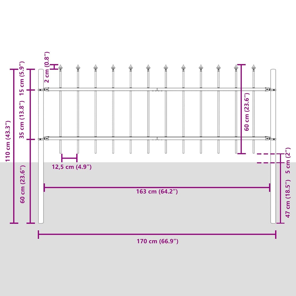 Recinzione per Giardino 7 pcs Grigio 11,9 x 0,6 m | homemem39