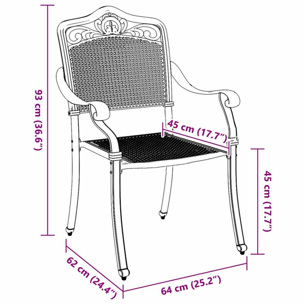 Sedia da Giardino 2 pcs Verde 64 x 62 x 93cm Alluminio