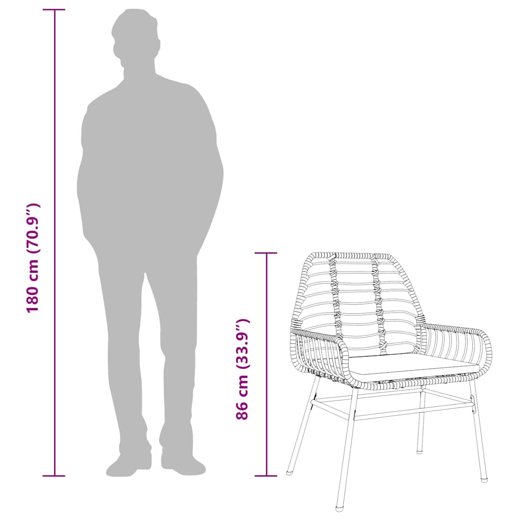 Set Pranzo da Giardino 7 pz Nero con Cuscini Polyrattan Vetro - homemem39