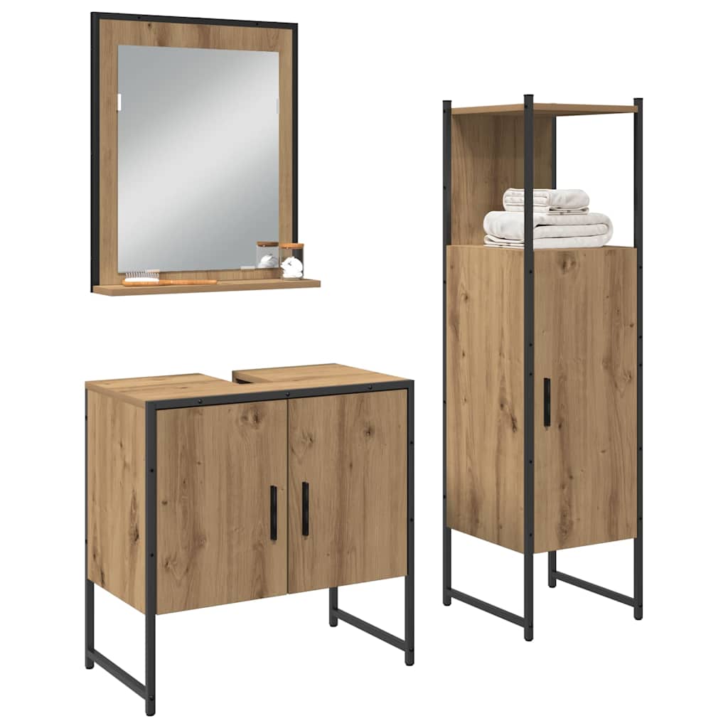 Set di mobili per il bagno 3 pz Marrone 33 x 33 x 102,5 cm | homemem39