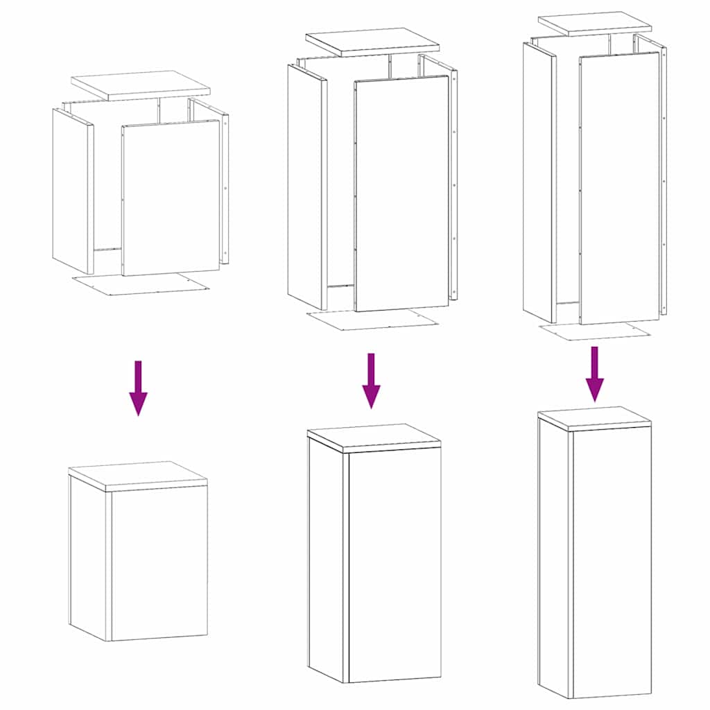 Supporto per piante 3 pcs Bianco Acciaio