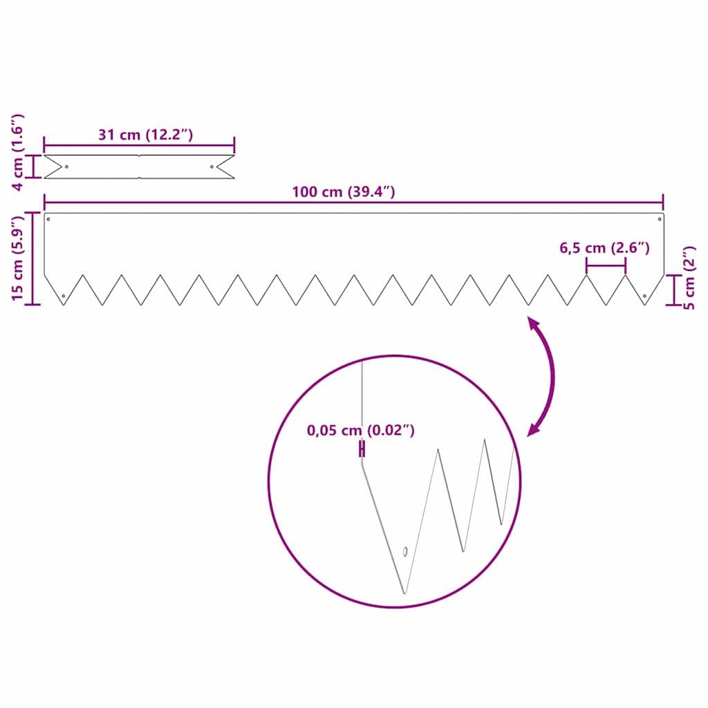 Bordura per Prato 10 pcs Marrone 100 x 0.05 x 20 cm