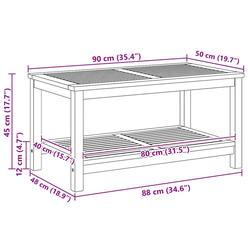 Tavolo laterale Olio Naturale 90 x 50 x 45 cm | homemem39