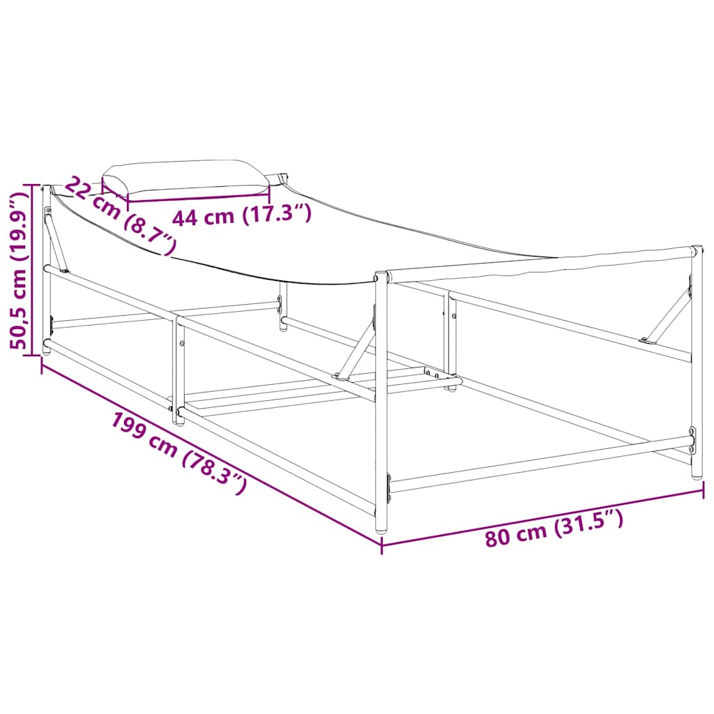 Lettino da Giardino 2 pcs Nero Acciaio verniciato a polvere