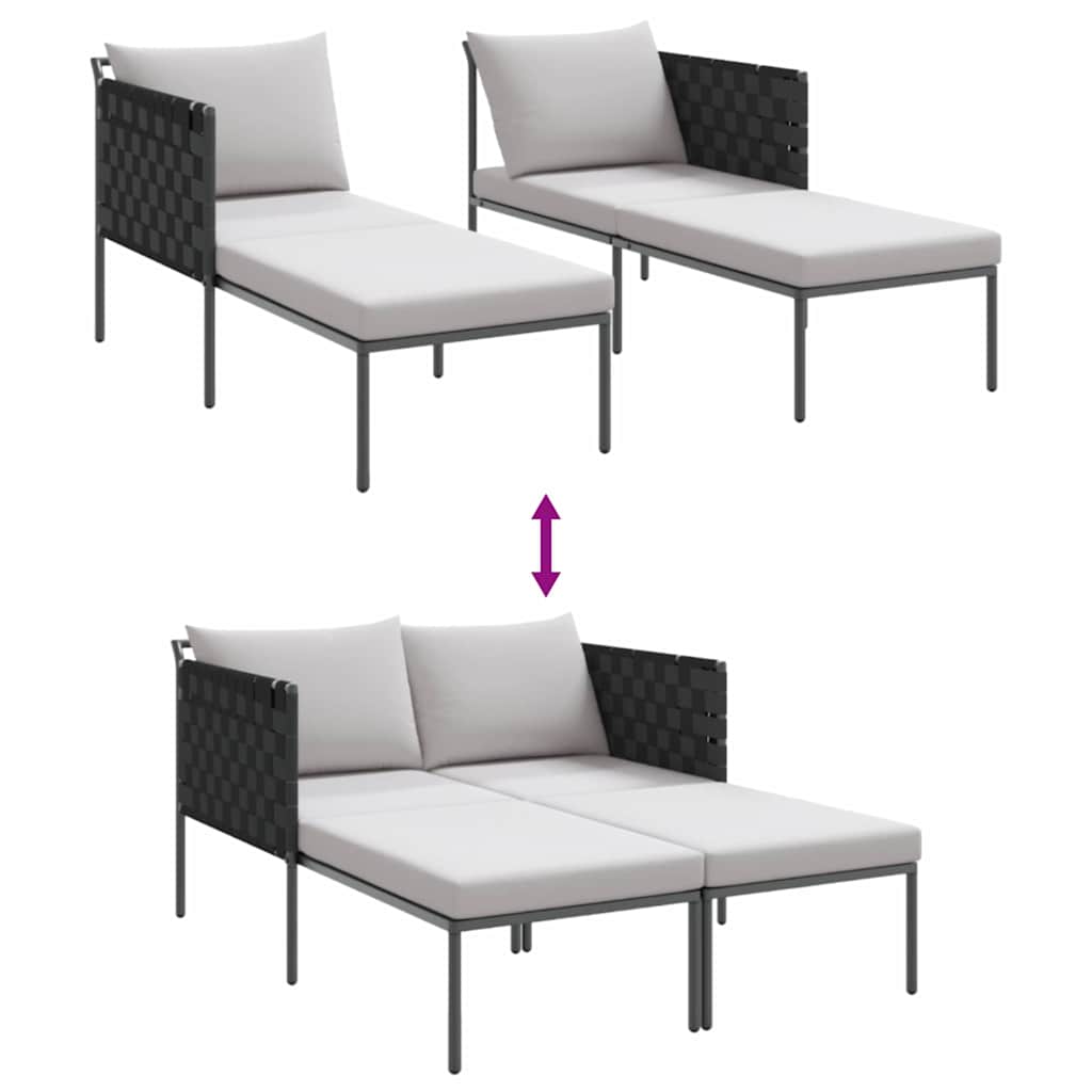 Lettino da Sole 2-persona Antracite 115 x 153 x 69.5cm Acciaio