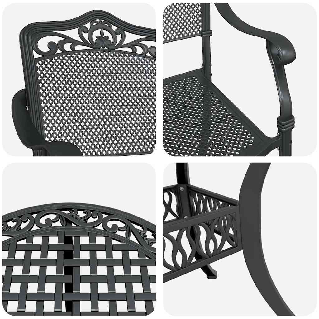 Set da Pranzo per Giardino 5 pcs Nero Alluminio