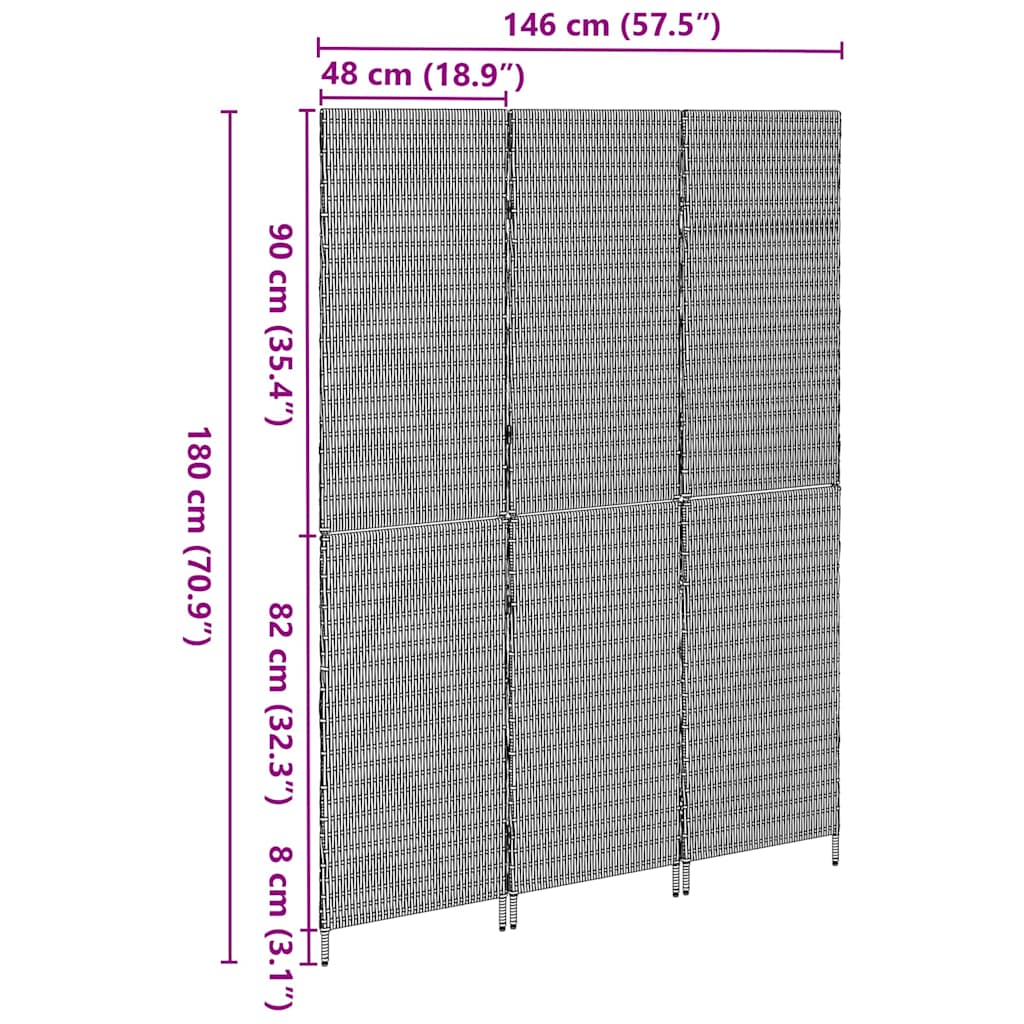 Divider per stanze Grigio 146 x 180 cm polyrattan | homemem39