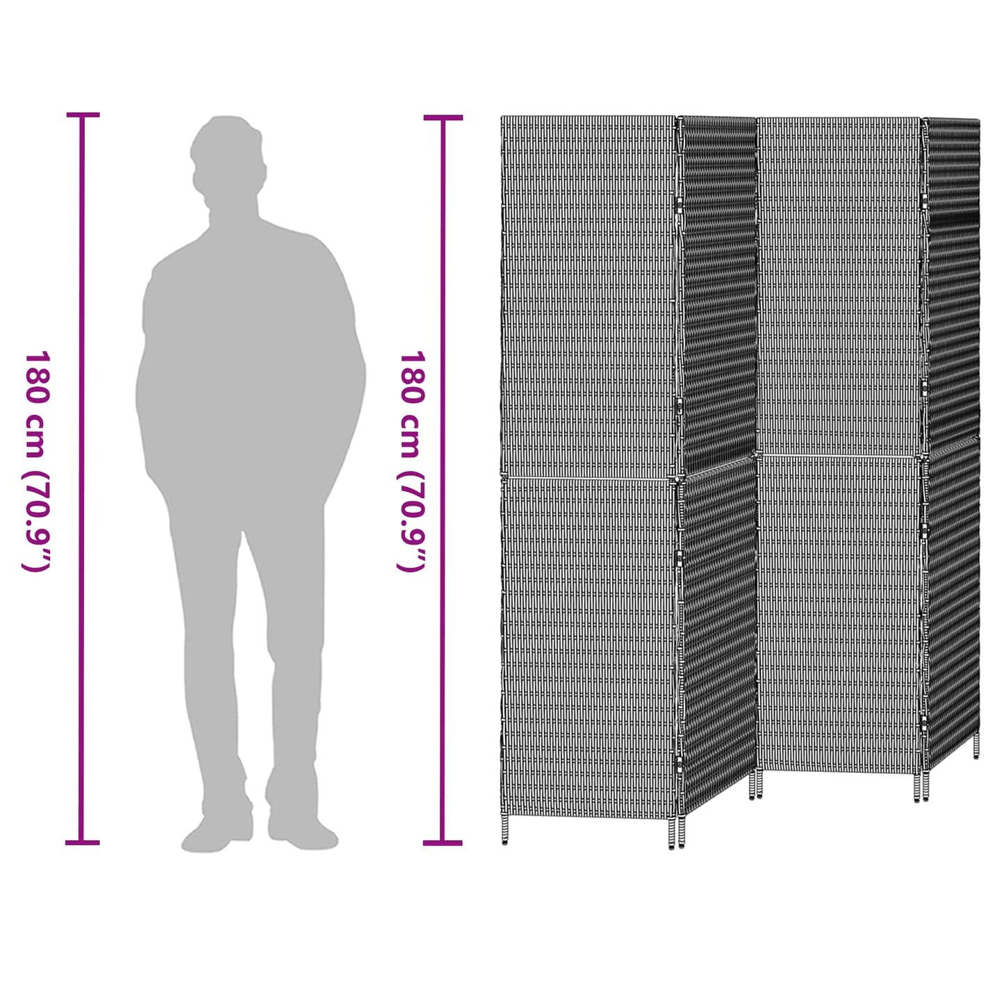 Divider per stanze Grigio 195 x 180 cm polyrattan