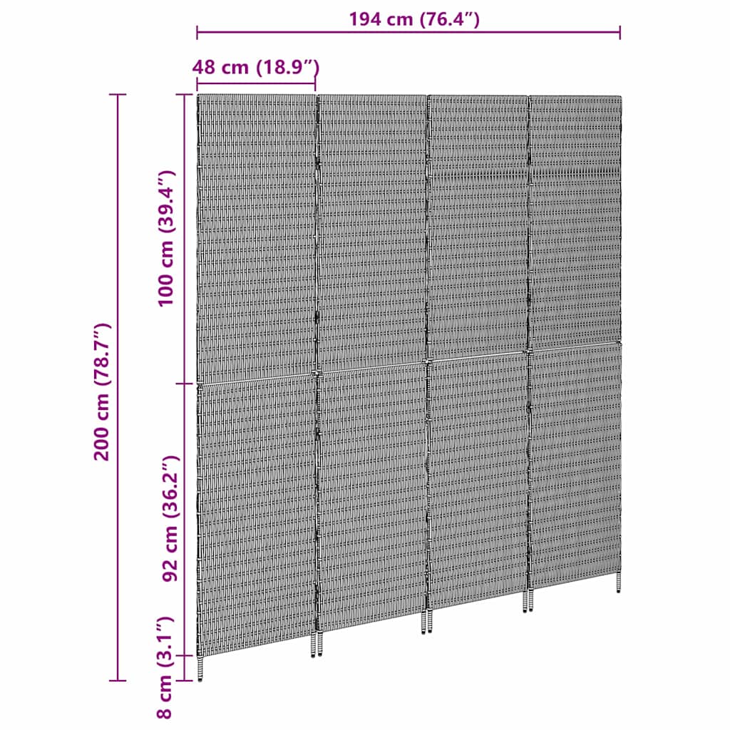 Divider per stanze Beige 196 x 200 cm polyrattan - homemem39