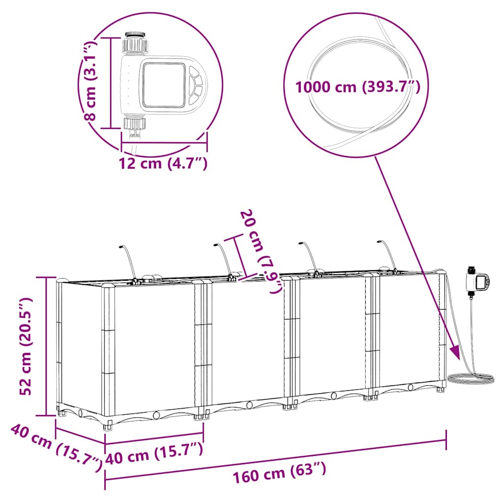 Vaso da giardino 4 pcs Marrone Acciaio - homemem39