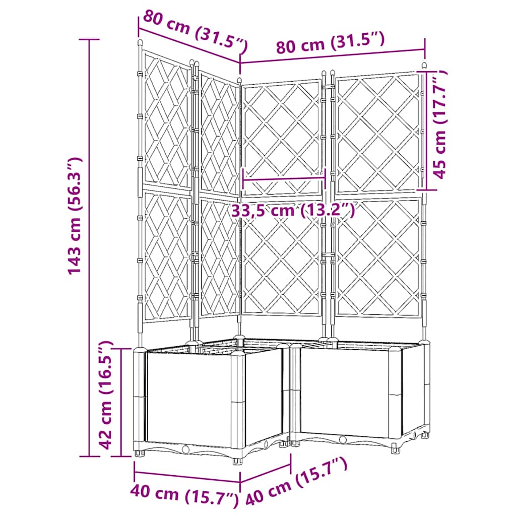 Vaso da giardino 3 pz Nero 80 x 80 x 143 cm PP | homemem39