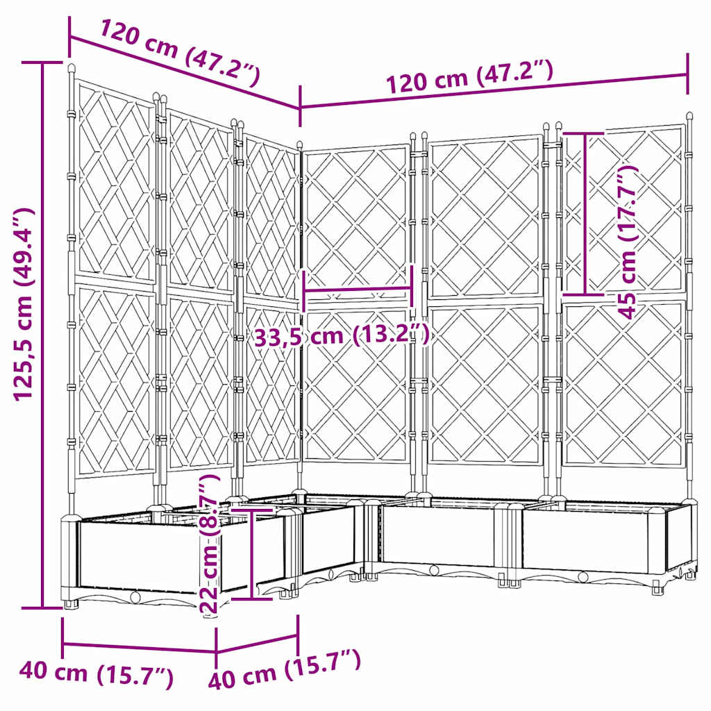Vaso da giardino 5 pcs Nero 120 x 120 x 125,5 cm Plastica | homemem39