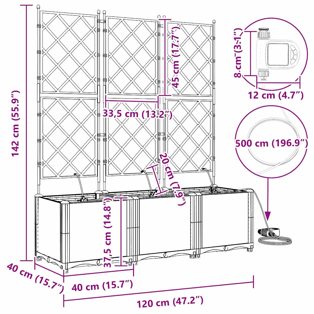 Vaso da giardino 3 pcs Nero Acciaio - homemem39