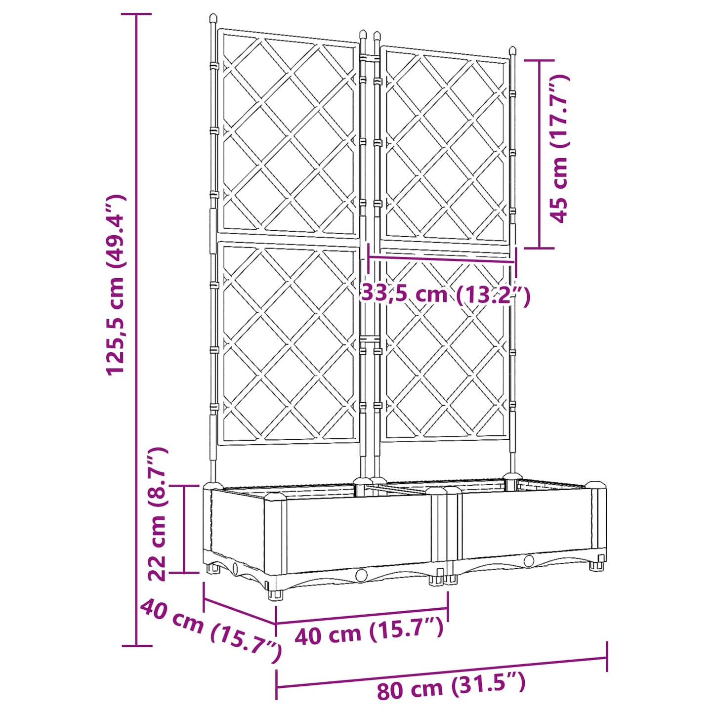 Vaso da giardino 2 pz Grigio 80 x 40 x 125,5 cm PP | homemem39