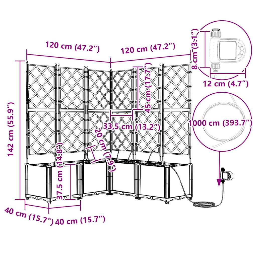 Vaso da giardino 5 pcs Grigio Acciaio - homemem39