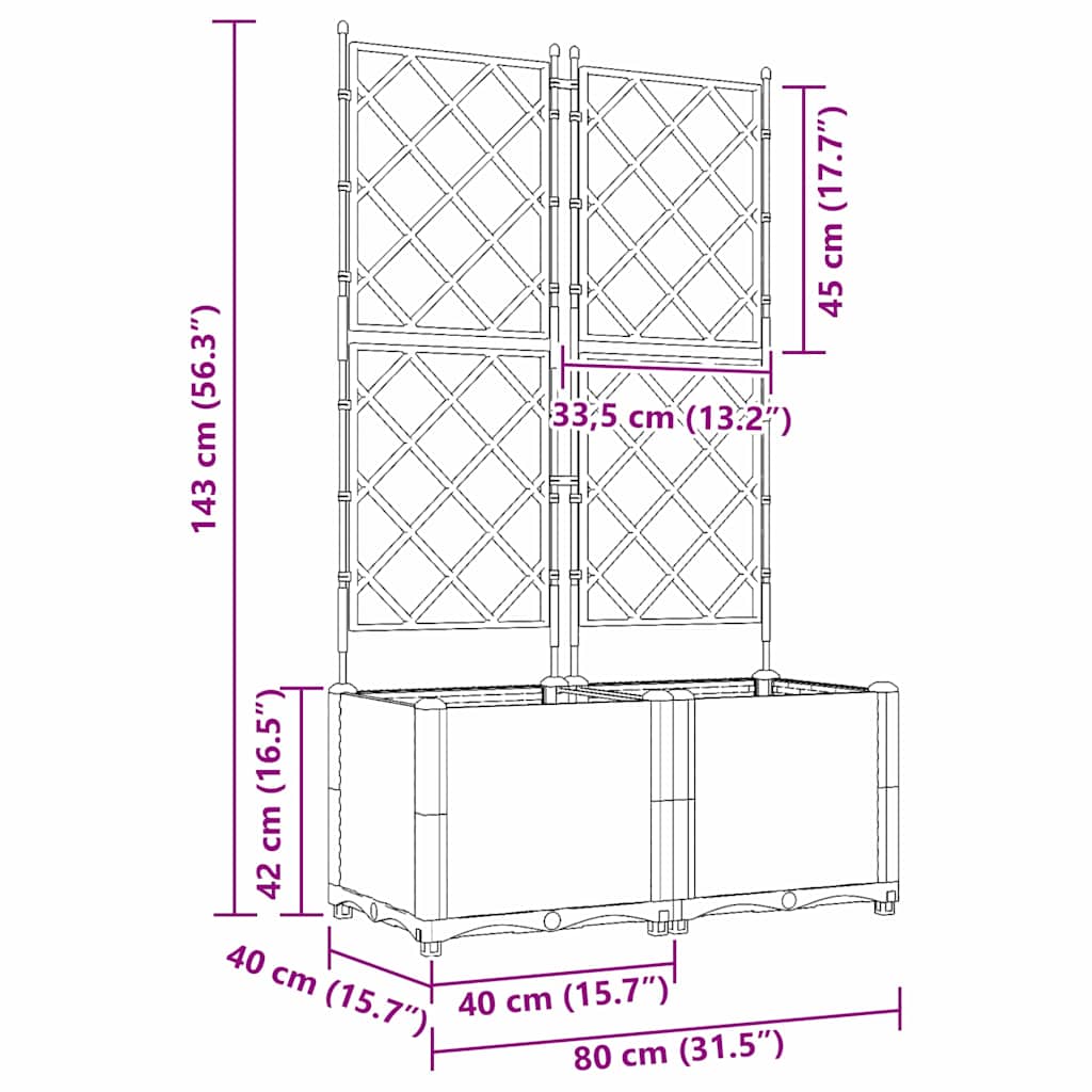 Vaso da giardino 2 pcs Grigio Chiaro 80 x 40 x 143 cm Plastica | homemem39