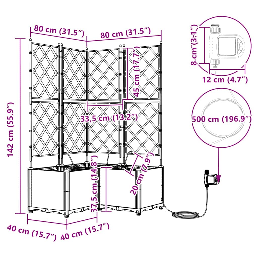 Vaso da giardino 3 pcs Grigio Chiaro Plastica | homemem39