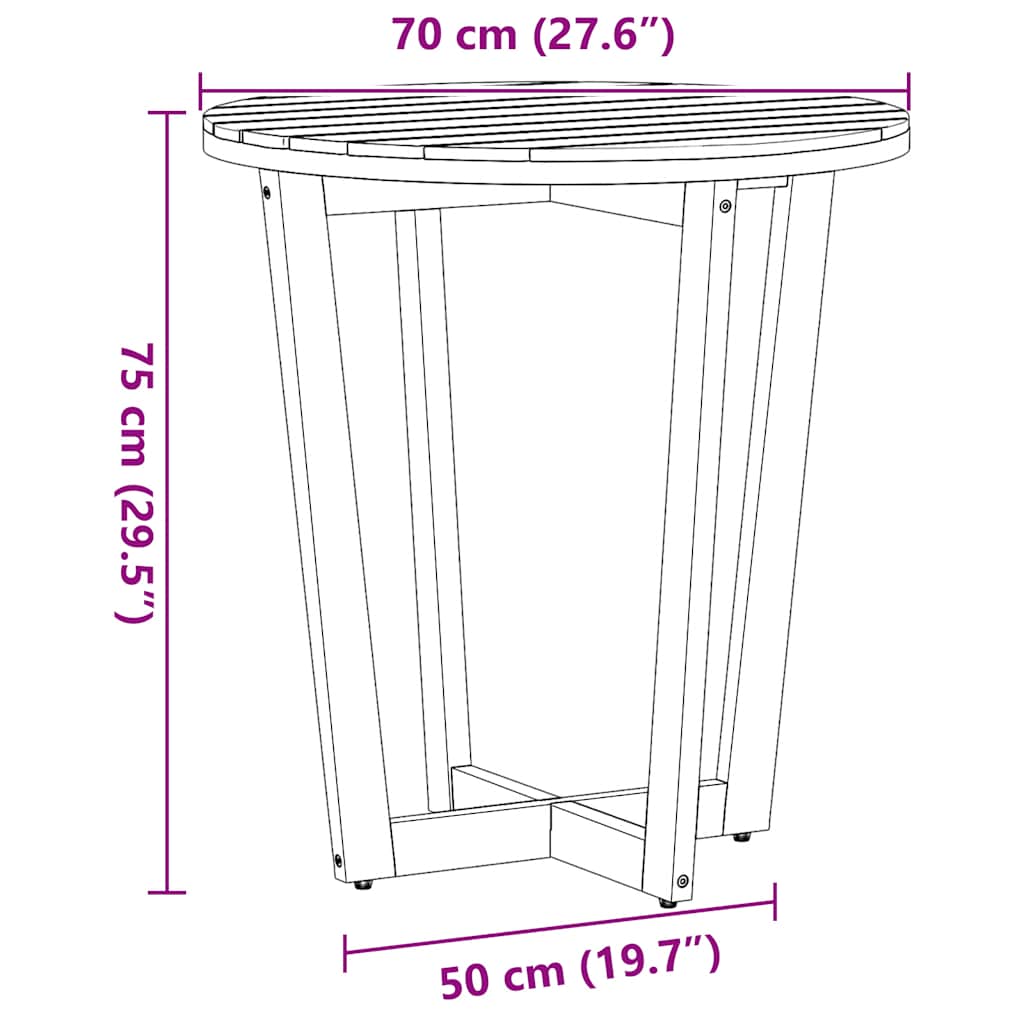 Set da pranzo da giardino a 3 pz in Legno Massello di Acacia