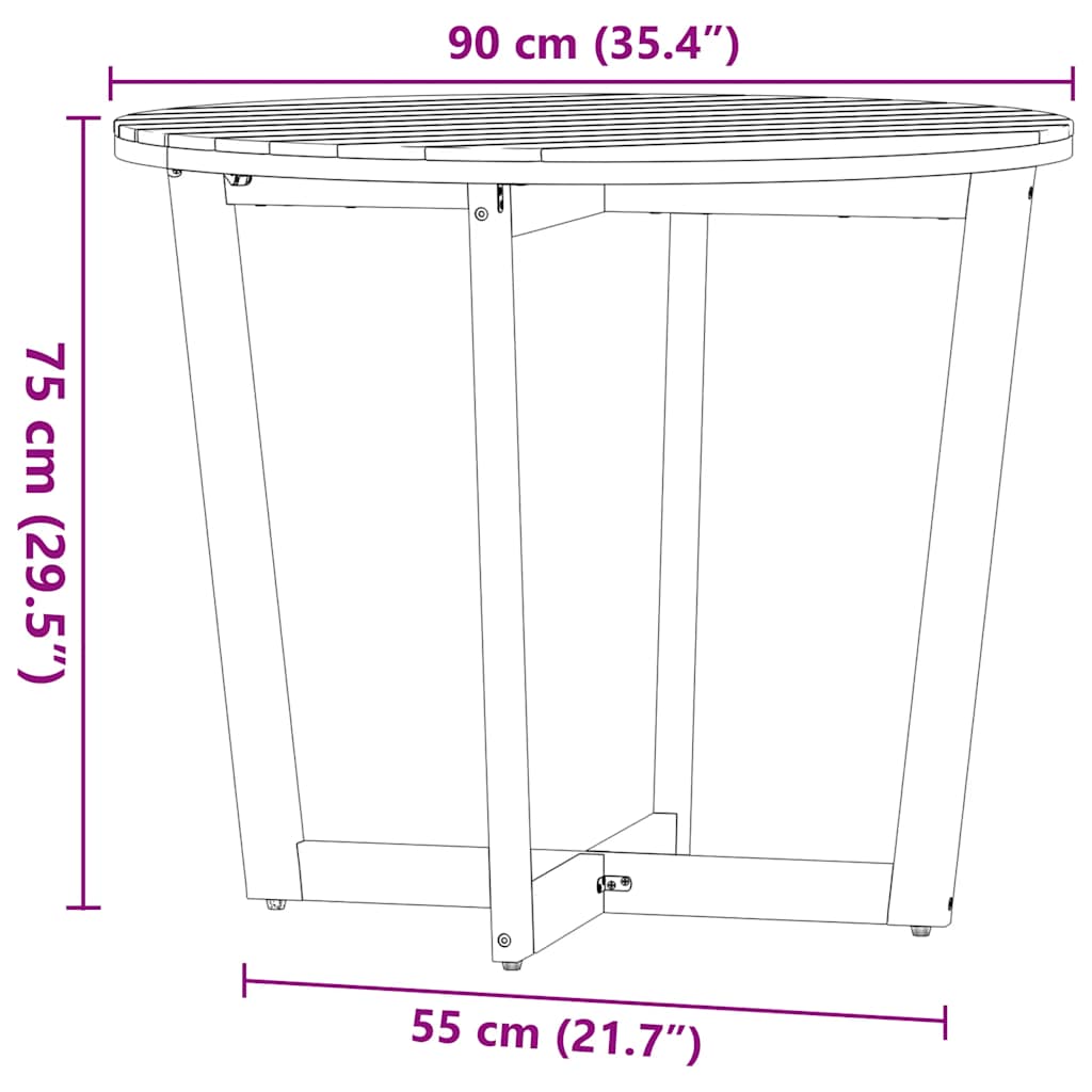 Set da pranzo da giardino da 5 pz in Legno Massello di Acacia