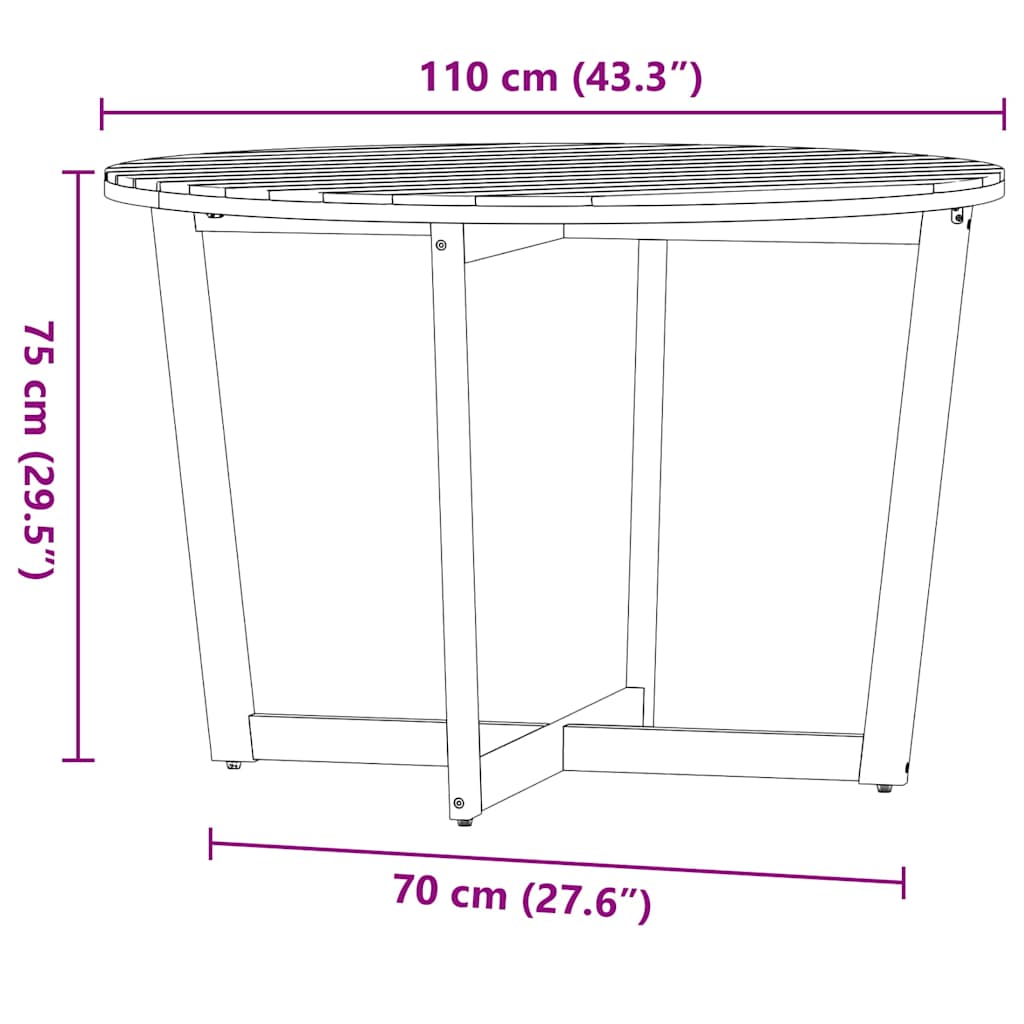 Set da pranzo da giardino da 5 pz in Legno Massello di Acacia