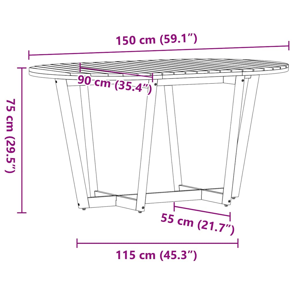 Set da pranzo da giardino da 5 pz in Legno Massello di Acacia