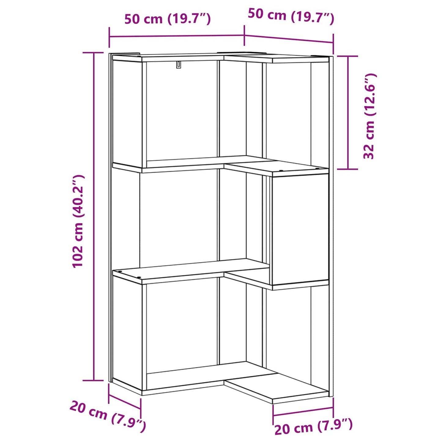 Libreria Rovere Nero 50 x 50 x102 cm