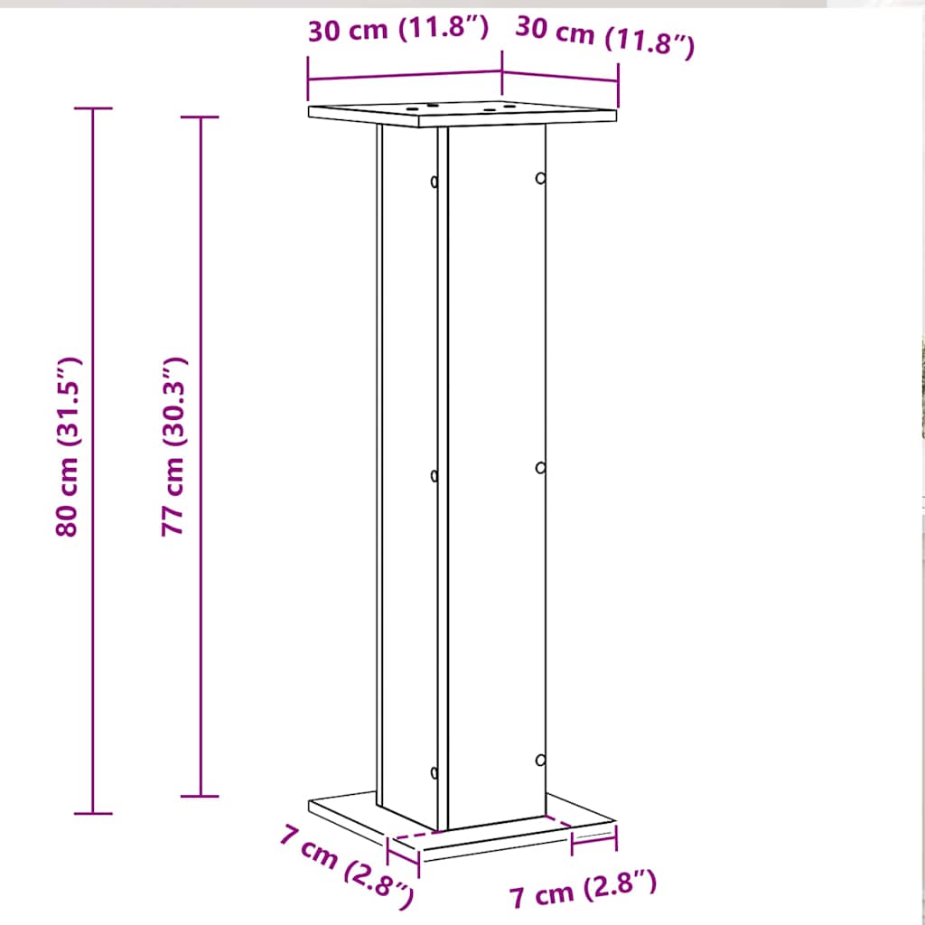 Supporti per Altoparlanti 2 pcs Rovere Nero 30 x 30 x 80 cm | homemem39
