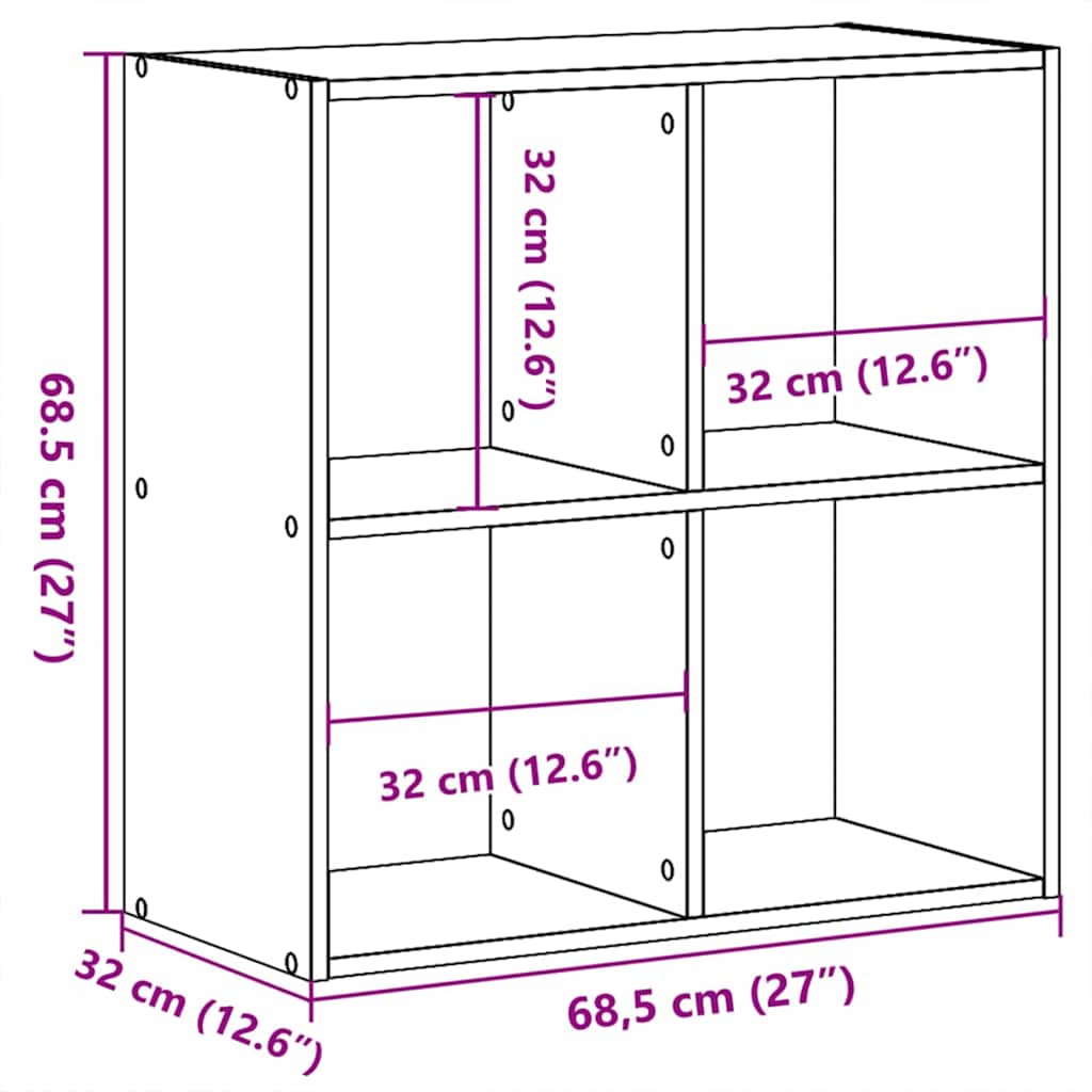 Libreria Rovere Nero 68,5 x 32 x 68,5 cm | homemem39