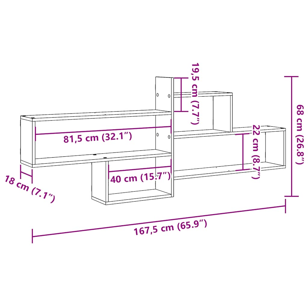 Mensola a Parete Rovere Nero 167,5x18x68 cm in Truciolato | homemem39