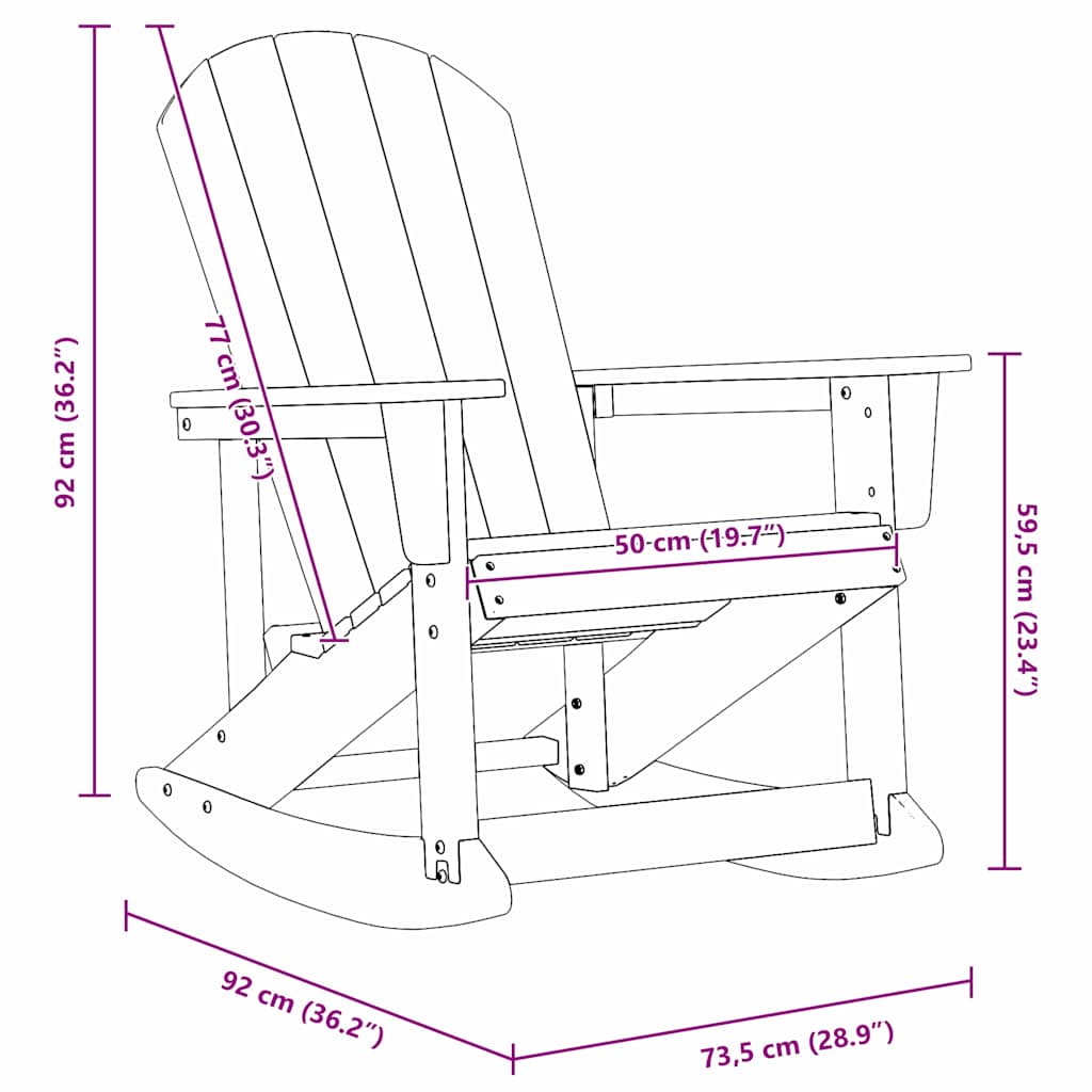 Poltrona a dondolo Adirondack Bianco 92 x 73,5 x 92 cm HDPE | homemem39