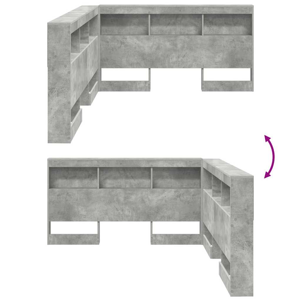 Testata contenitore Grigio cemento 135 cm Legno multistrato | homemem39