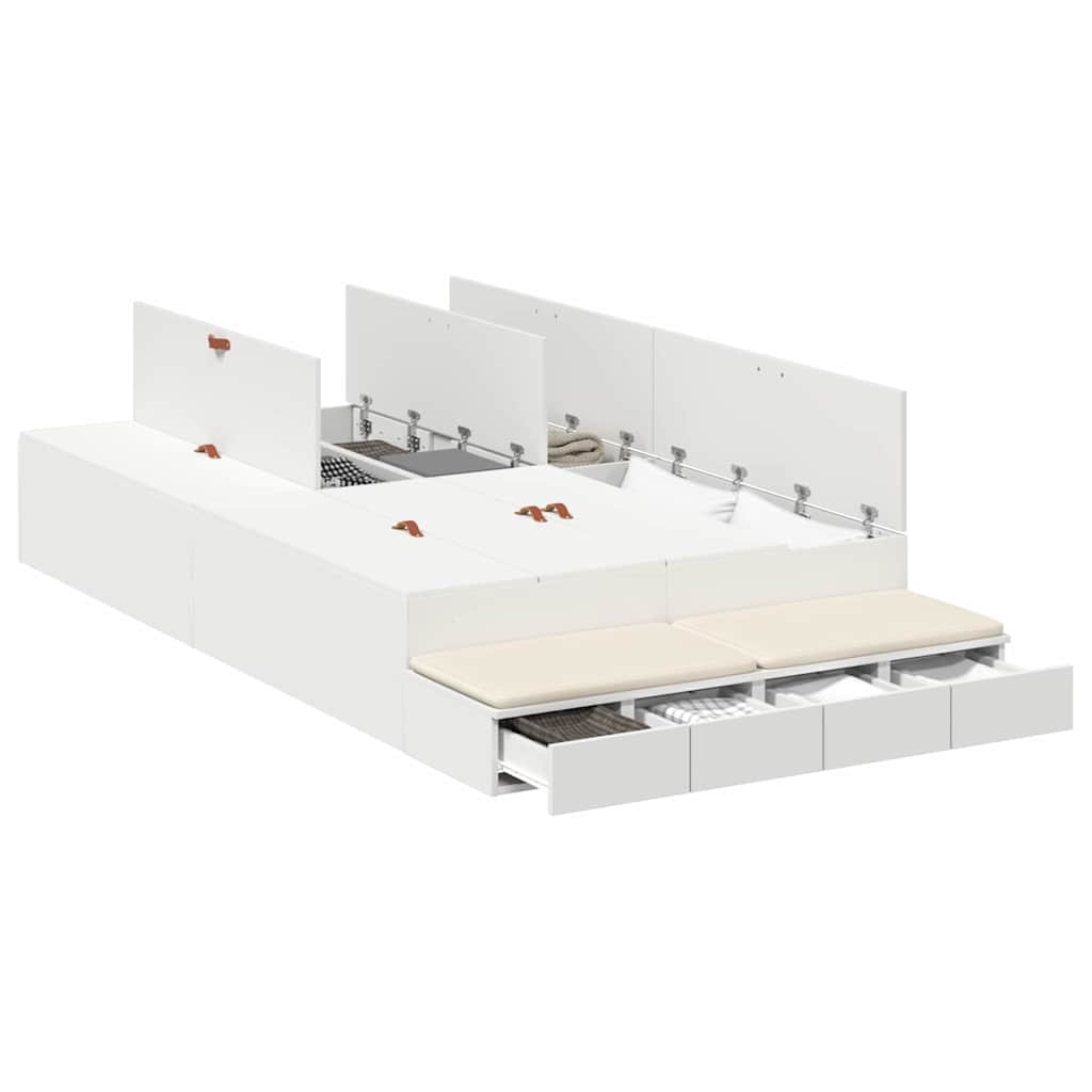 Struttura letto con contenitore Bianco 120 cm Legno multistrato | homemem39