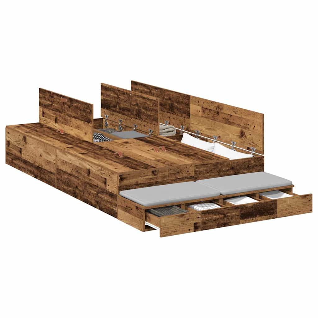 Struttura letto con contenitore Legno vecchio 120 cm | homemem39