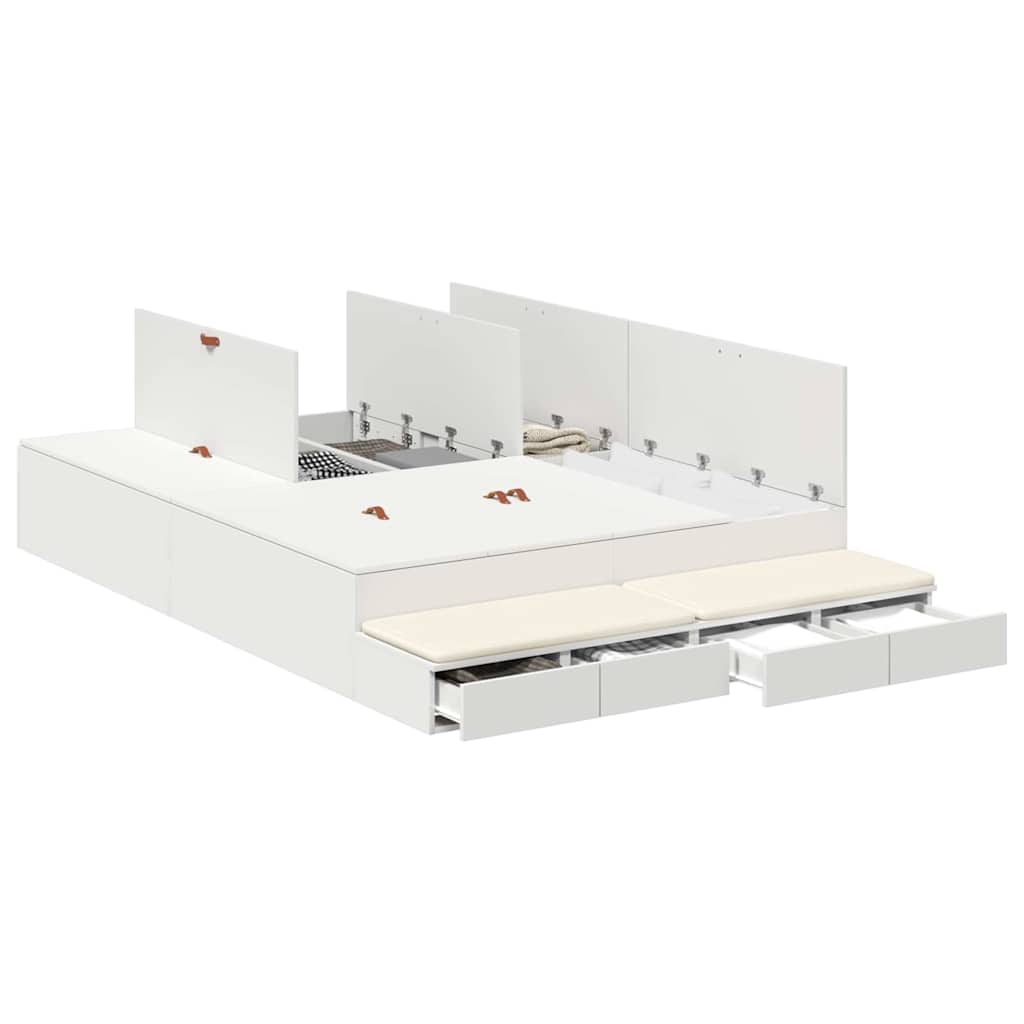 Struttura letto con contenitore Bianco 135 cm Legno multistrato | homemem39